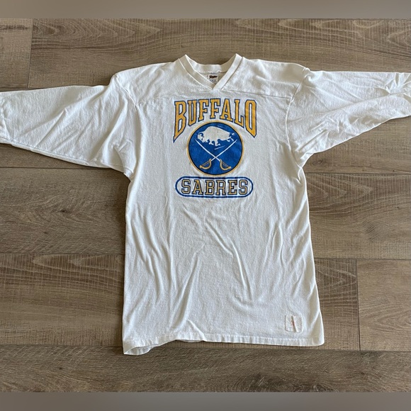 Vintage Buffalo Sabres 3/4 sleeve shirt -XL (fits like a LARGE) -Trench-80s/90s - Picture 2 of 10